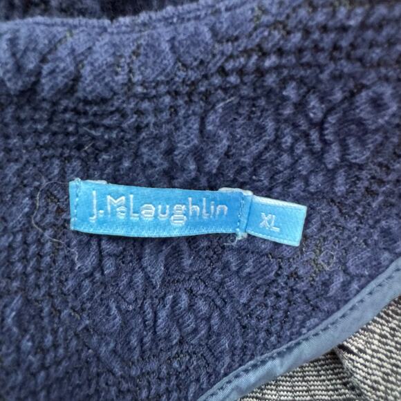 J McLaughlin Navy Jacquard A-Line Swing Dress Size XL Blue Preppy Coastal - Picture 6 of 8